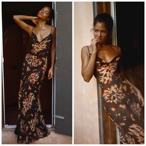 Rat & Boa Black Floral Slip Maxi Dress